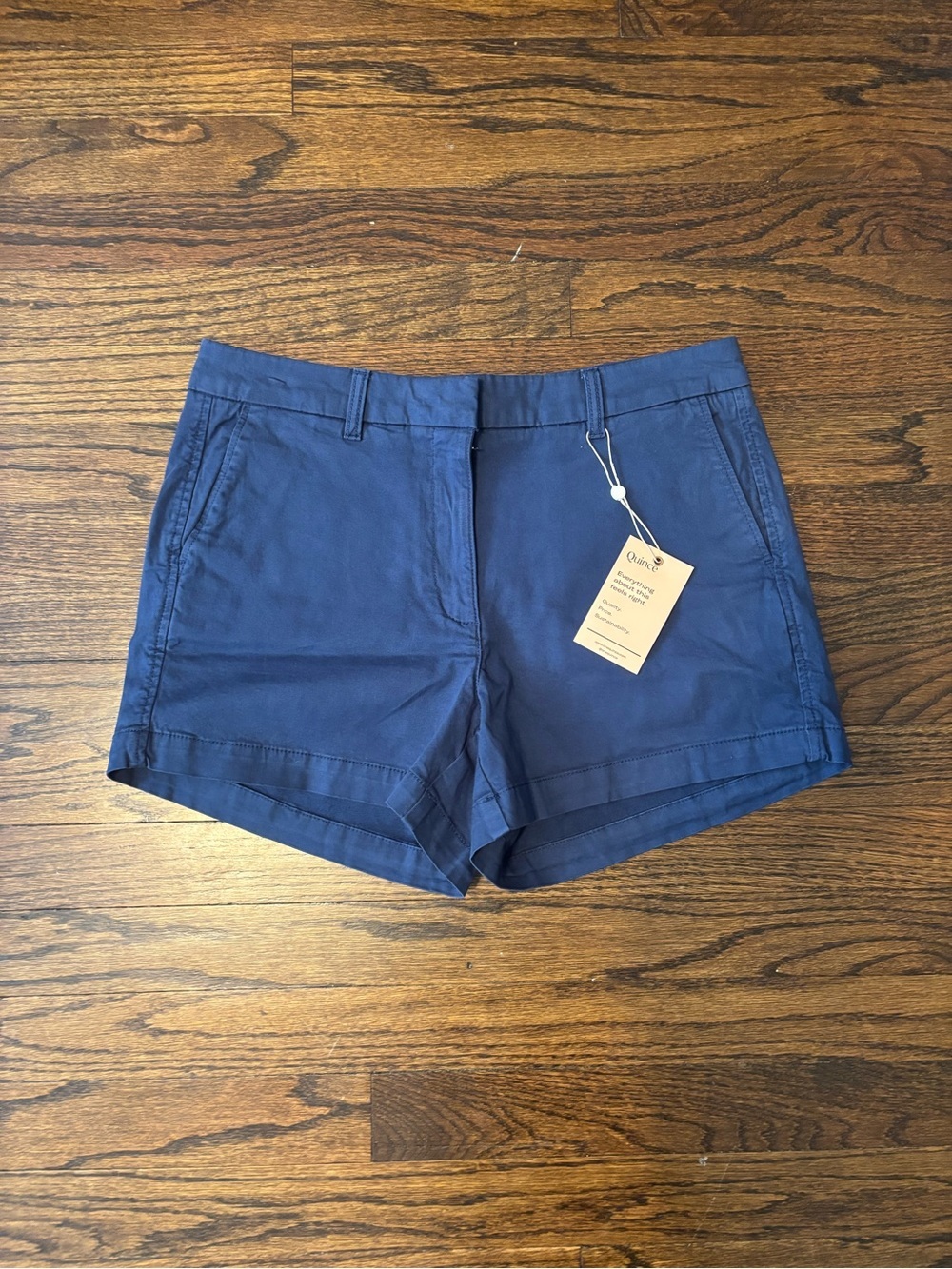 NWT Quince Navy Blue Cotton Coastal Shorts Size 8